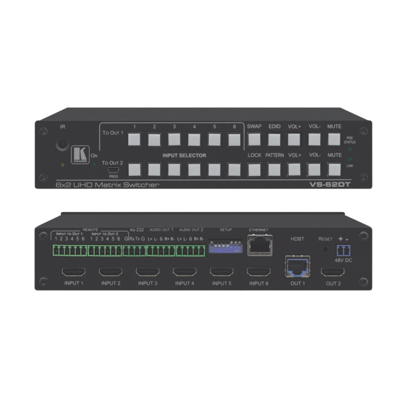 GRILLE HDMI/HDBASE T 6X2 4K@60Hz 4:2:0 AVEC PoE