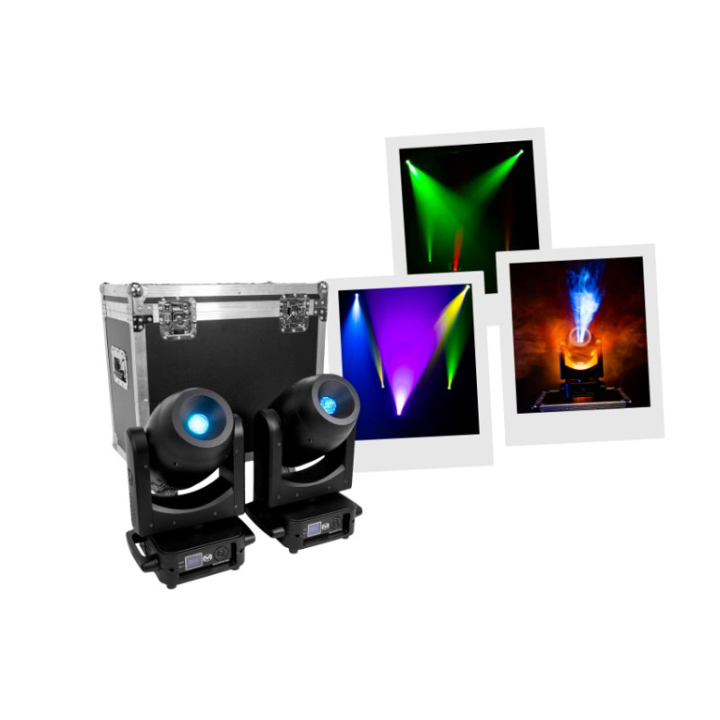 LOT DE 2 LYRES SPOT LED 200W + FLIGHTCASE MAC MAH