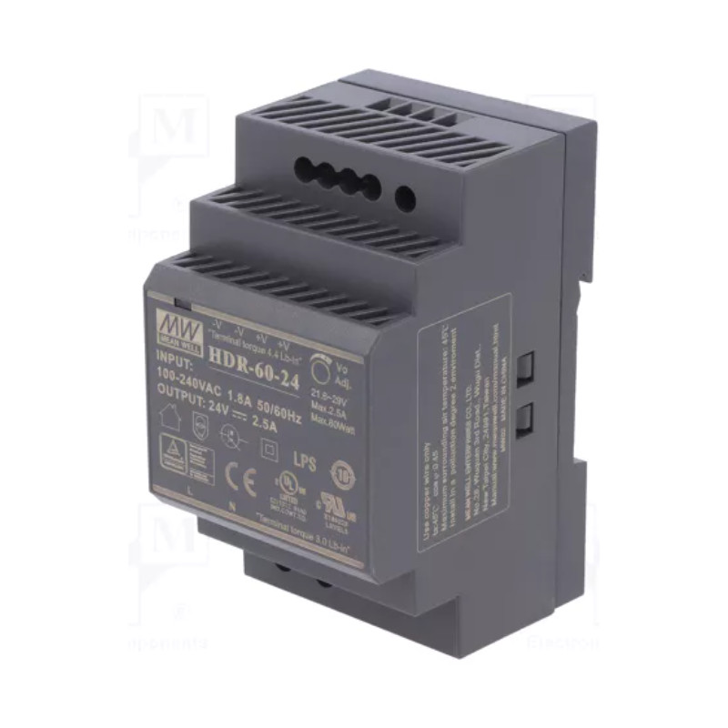 ALIMENTATION A IMPULSIONS POUR RAIL DIN 60W 24 VDC 2.5A